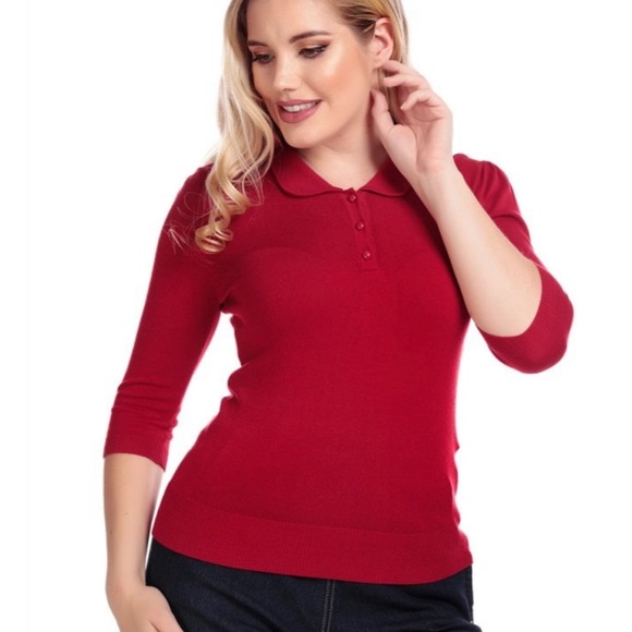 Collectif Mainline Jorgie Knitted Polo - Picture 1 of 11